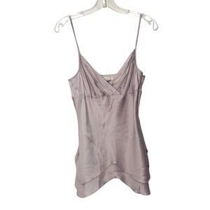 Vintage To The Max Cami Silk Tank Top Fairy Y2K Lavender Purple Layered Hem - 6